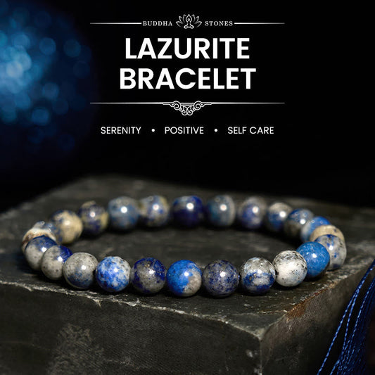 Bracelet de soins personnels positifs en pierre de Bouddha et lazurite