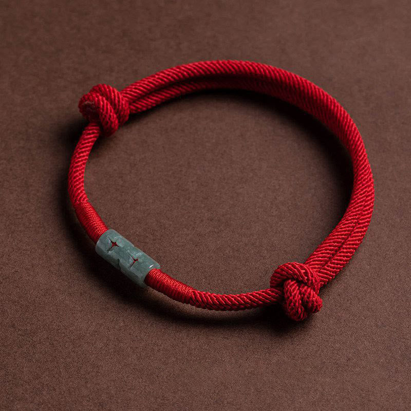 Bracelet en corde de jade porte-bonheur avec pierres de Bouddha