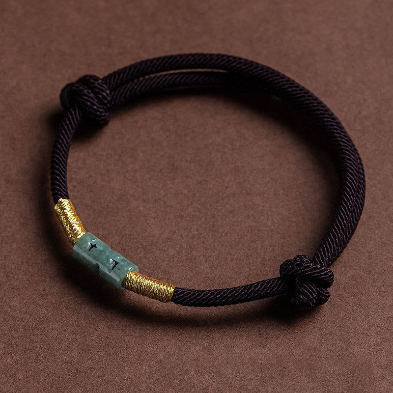 Bracelet en corde de jade porte-bonheur avec pierres de Bouddha