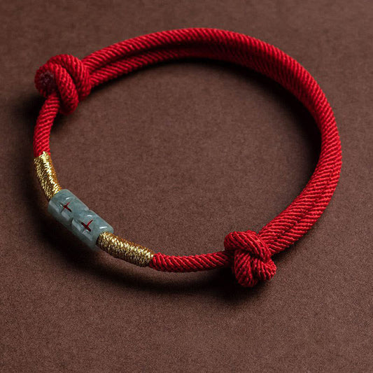 Bracelet en corde de jade porte-bonheur avec pierres de Bouddha