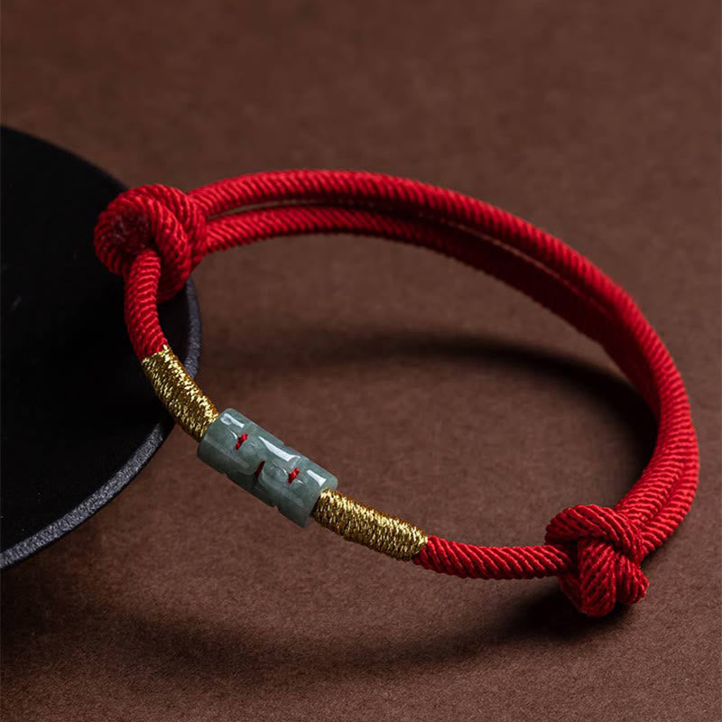 Bracelet en corde de jade porte-bonheur avec pierres de Bouddha