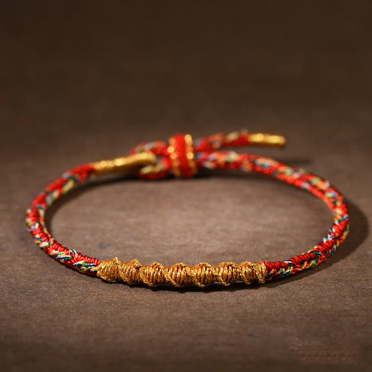 Bracelet en corde tressée fait main avec pierres de Bouddha et symbole du zodiaque chinois 