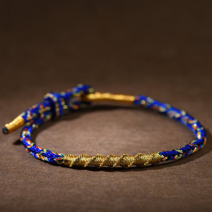 Bracelet en corde tressée fait main avec pierres de Bouddha et symbole du zodiaque chinois 
