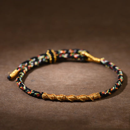 Bracelet en corde tressée fait main avec pierres de Bouddha et symbole du zodiaque chinois 