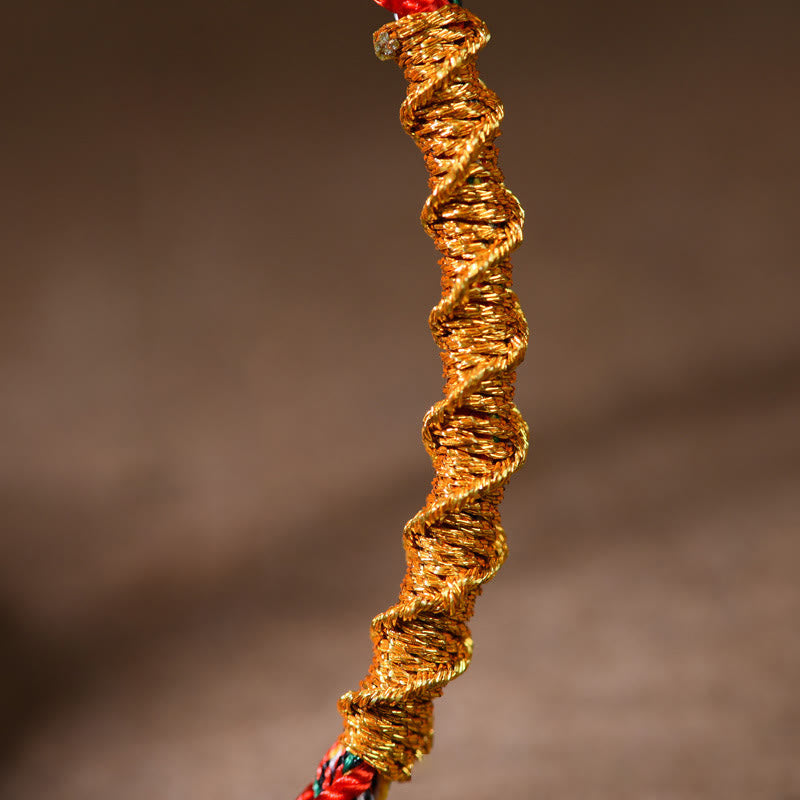 Bracelet en corde tressée fait main avec pierres de Bouddha et symbole du zodiaque chinois 
