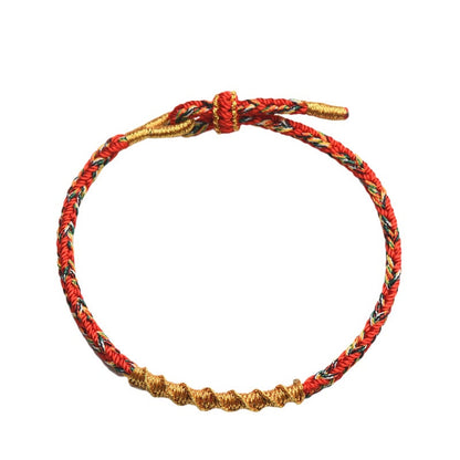 Bracelet en corde tressée fait main avec pierres de Bouddha et symbole du zodiaque chinois 