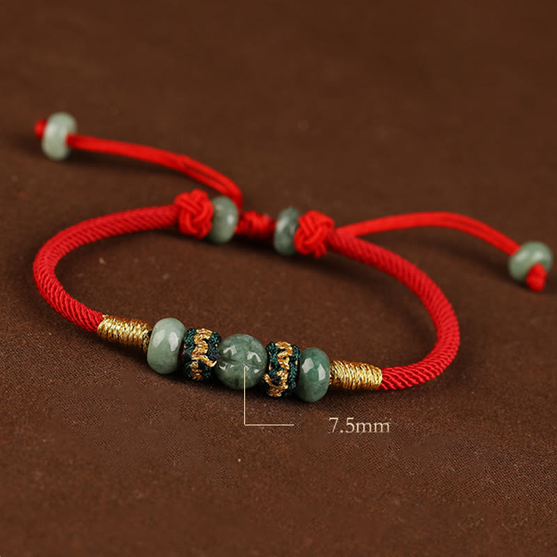 Buddha Stones Jade Abacus Bead Prosperity Red String Rope Bracelet