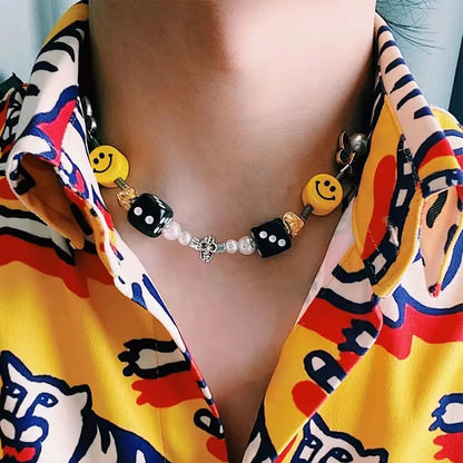 Jewelry × Vintage Pearl Smile Skull Dice Necklace Starymagic