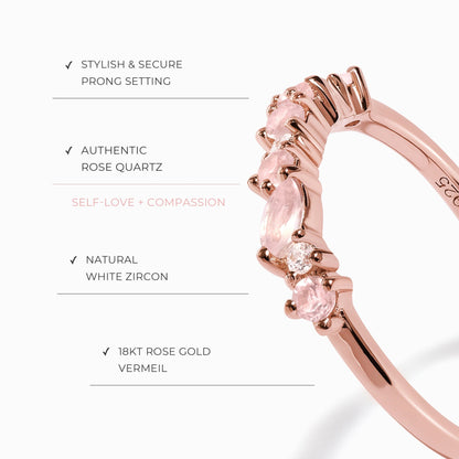 Bague en quartz rose et zircon blanc - Grace