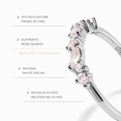 Bague en quartz rose et zircon blanc - Grace