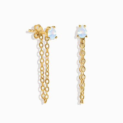 Ensemble de clous d'oreilles et de chaîne en pierre de lune en forme de petite larme