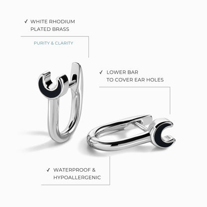 Enamel Earrings - Celestia Hoops Moon Magic