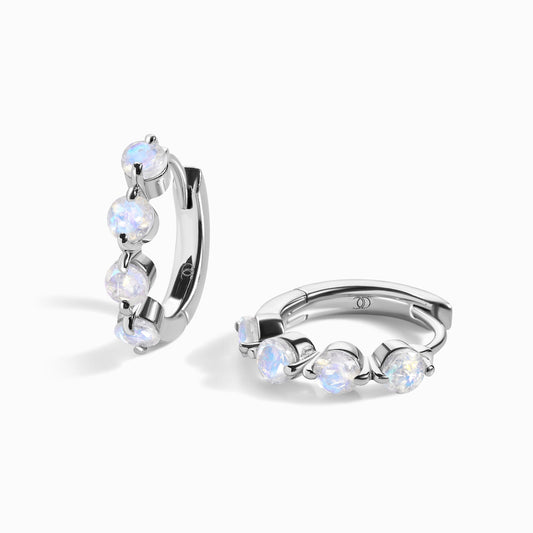 Boucles d'oreilles en pierre de lune - Créoles Equinox