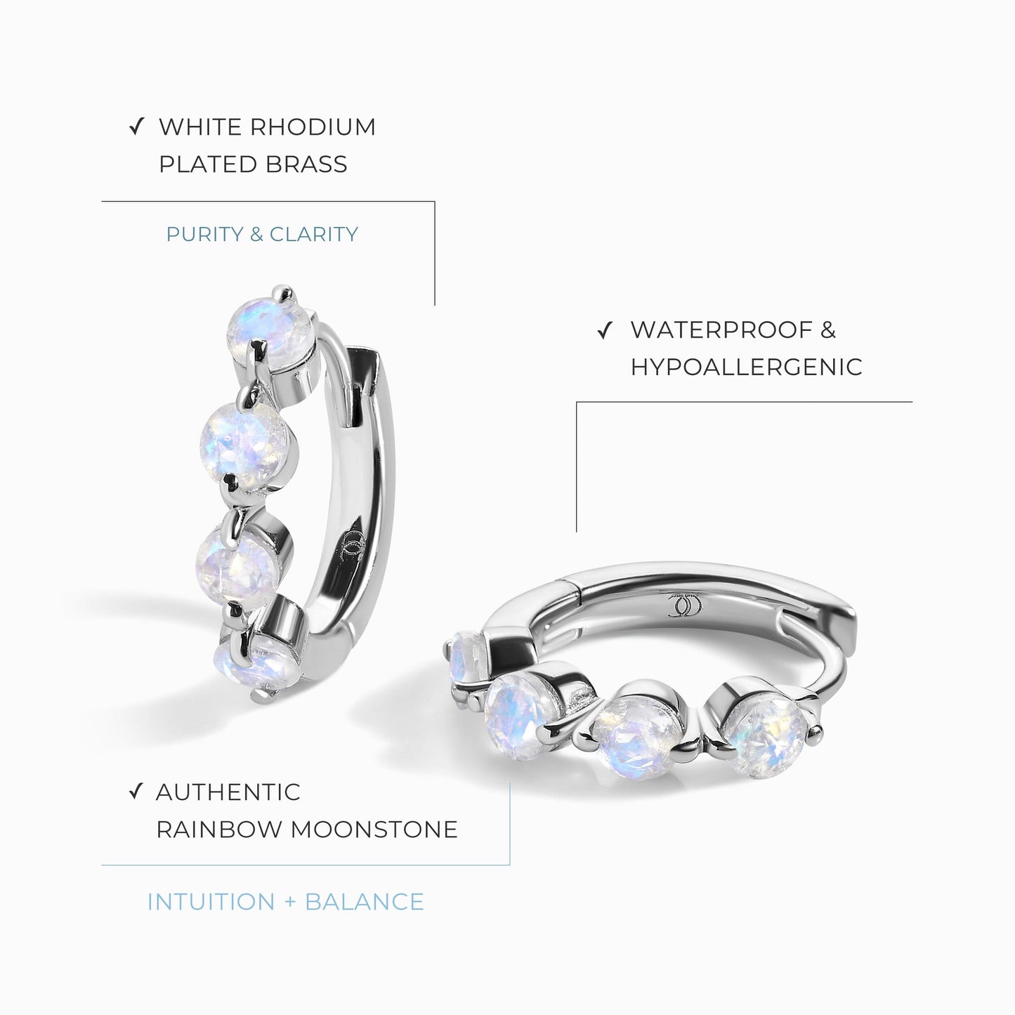 Boucles d'oreilles en pierre de lune - Créoles Equinox