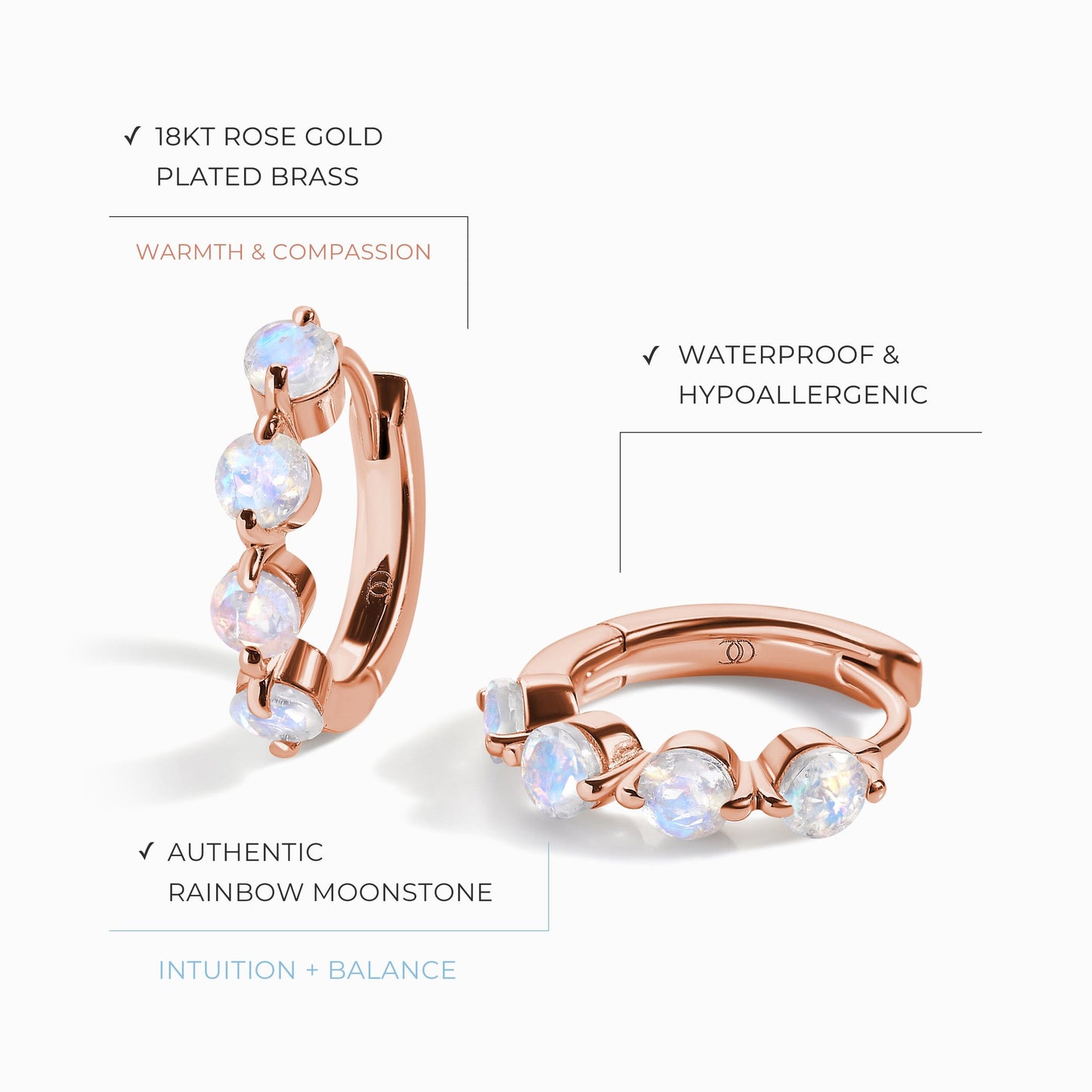 Boucles d'oreilles en pierre de lune - Créoles Equinox