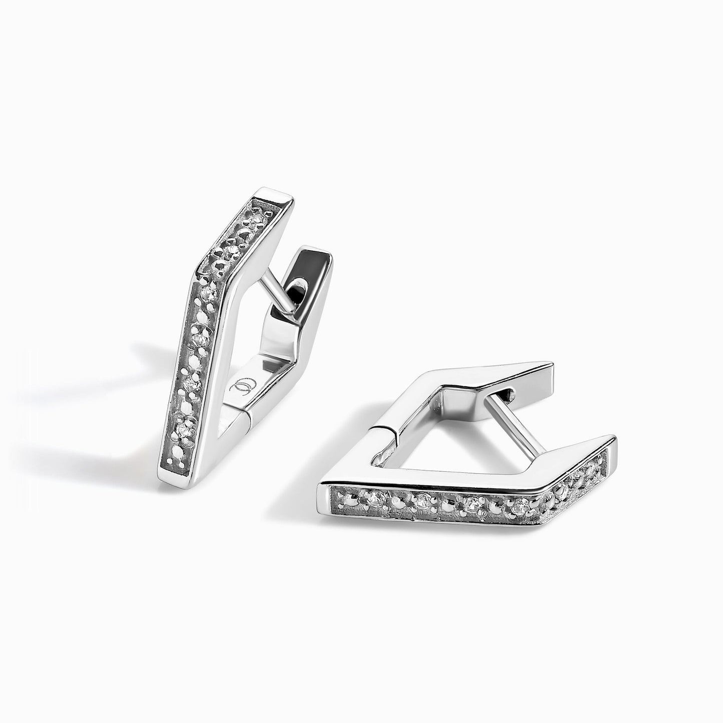 Boucles d'oreilles en zircon blanc - Créoles Sirius