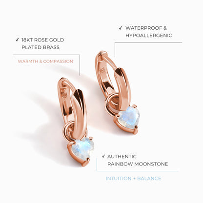 Boucles d'oreilles en pierre de lune - Love Hoops