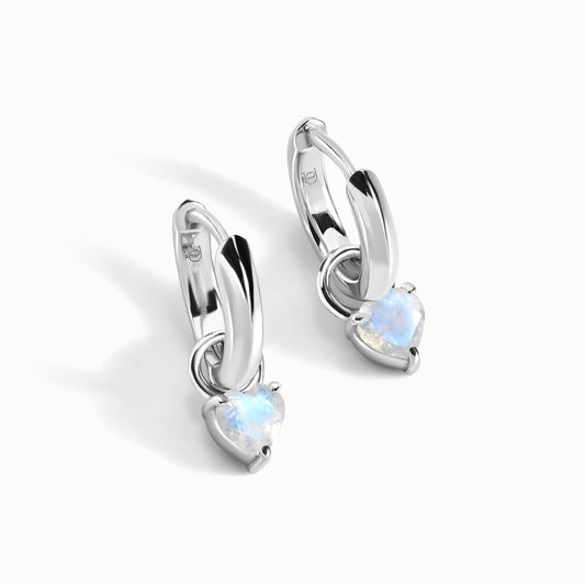Boucles d'oreilles en pierre de lune - Love Hoops