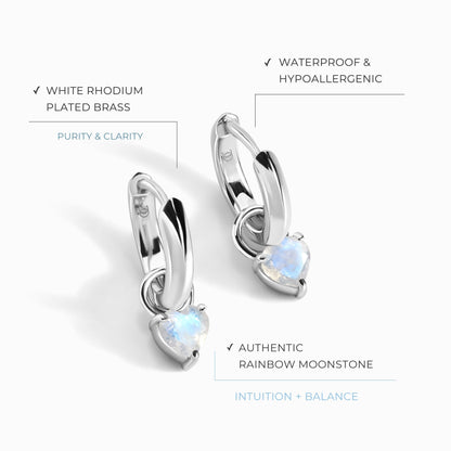 Boucles d'oreilles en pierre de lune - Love Hoops