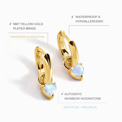 Boucles d'oreilles en pierre de lune - Love Hoops