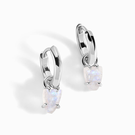 Boucles d'oreilles en pierre de lune - Créoles Oracle