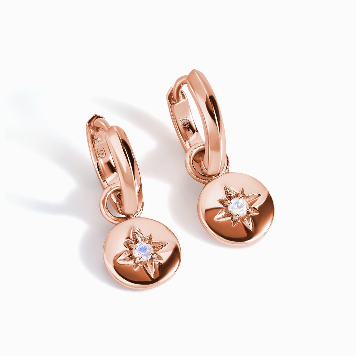 Boucles d'oreilles en pierre de lune - Créoles North Star