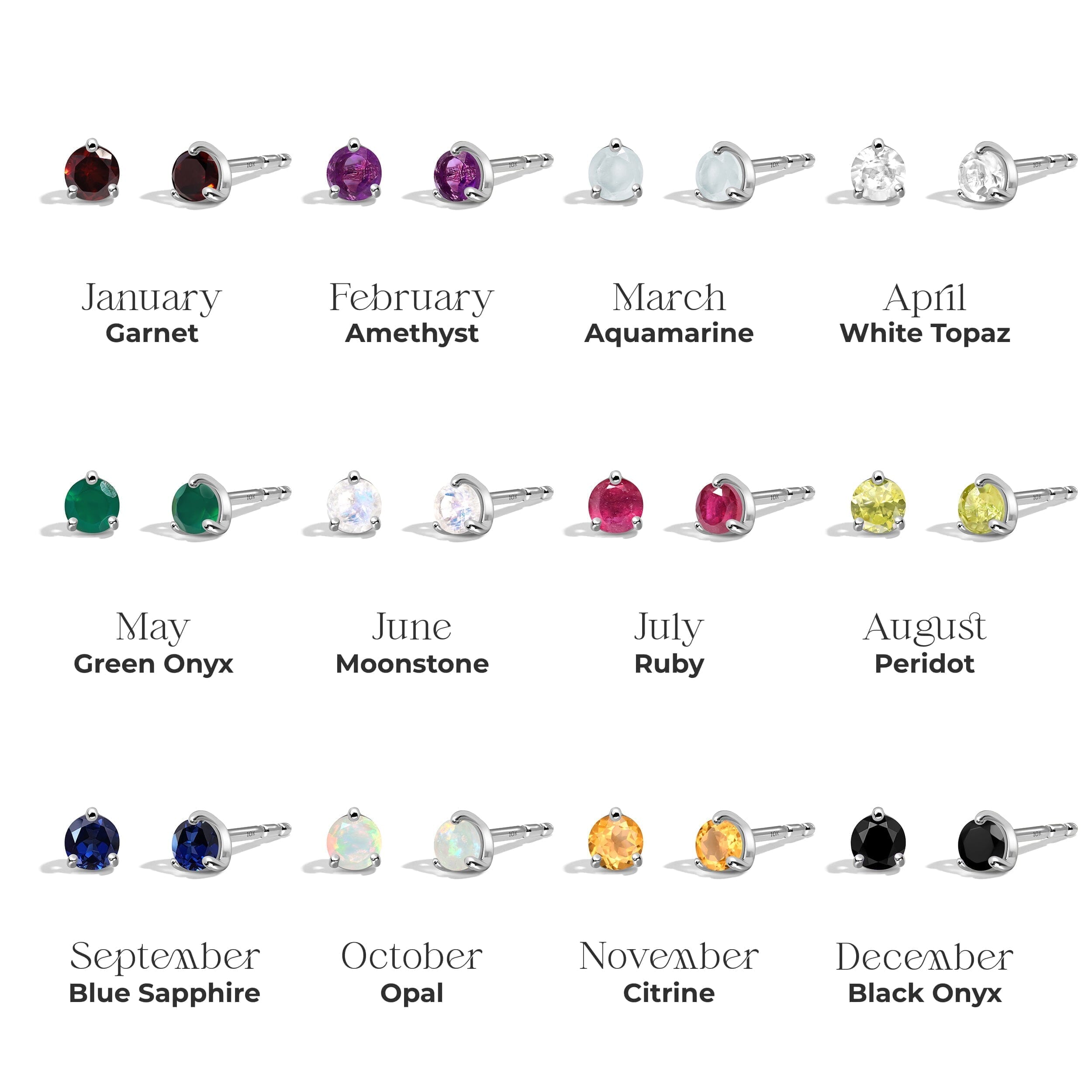 Zodiac Birthstone Studs - Gemini Moonstone