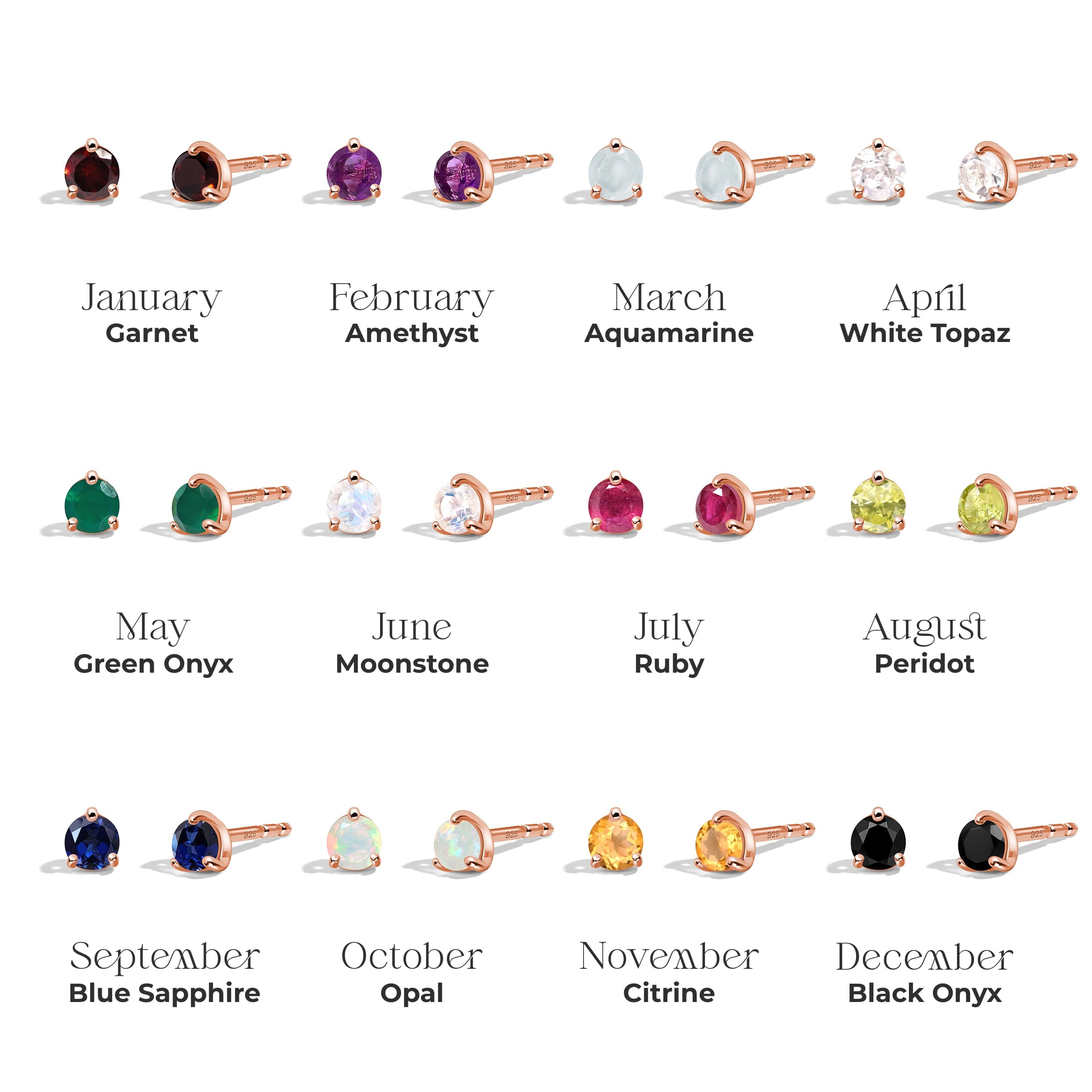 Garnet Round Studs - January Birthstone