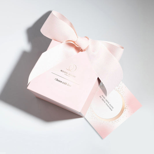 Ensemble sac cadeau et carte rose clair