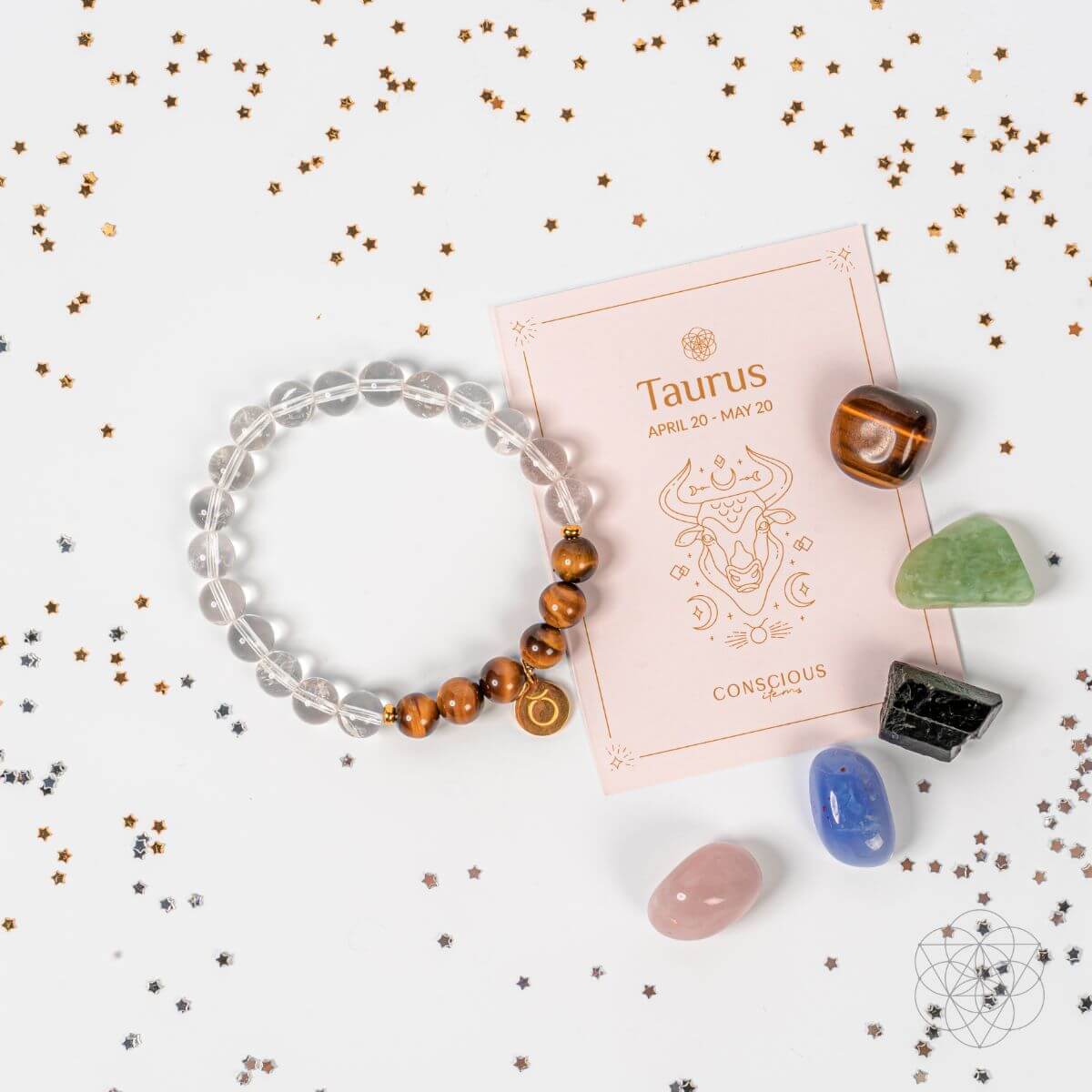 Taurus Bracelet and Crystals Set