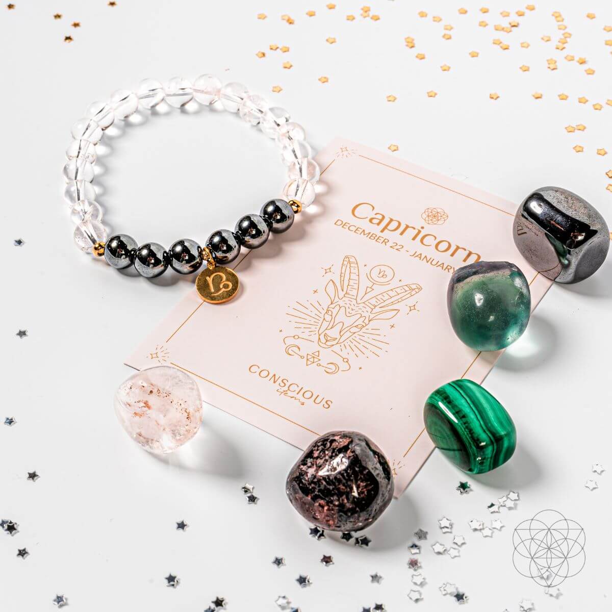 Capricorn Bracelet and Crystals Set