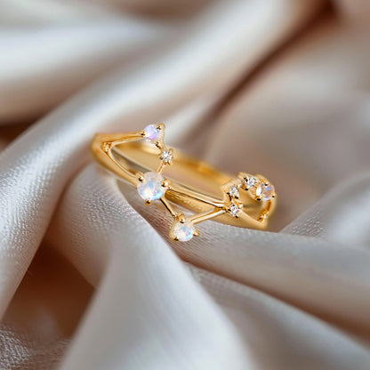 Bague en pierre de lune - Constellation du zodiaque Balance