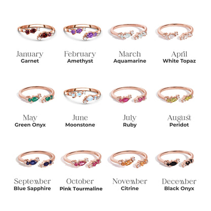 Bague ajustable en rubis Flourish - Pierre de naissance de juillet
