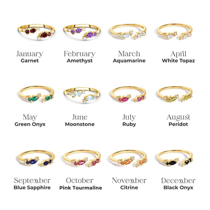 Bague ajustable en rubis Flourish - Pierre de naissance de juillet