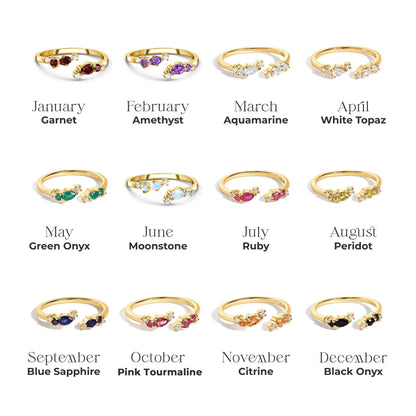 Bague ajustable en péridot Flourish – Pierre de naissance d'août