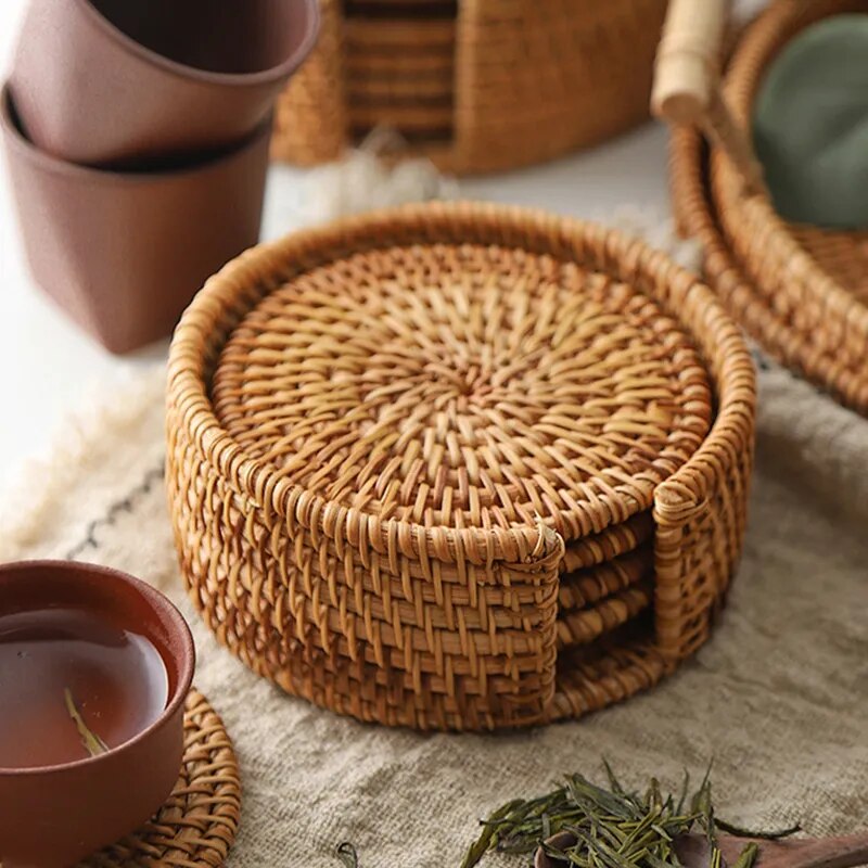 Rattan Coaster Set