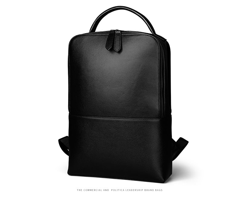 Black Minimal Leather Backpack