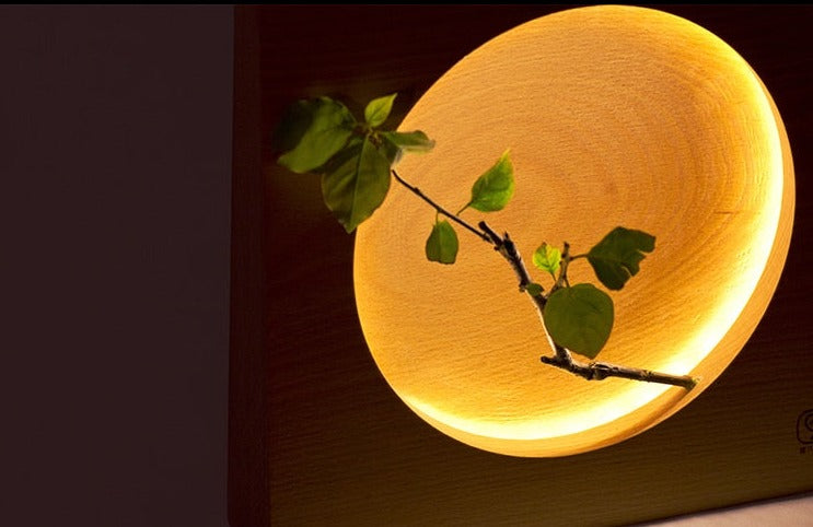 Japanese Full Moon Wood Table Lamp