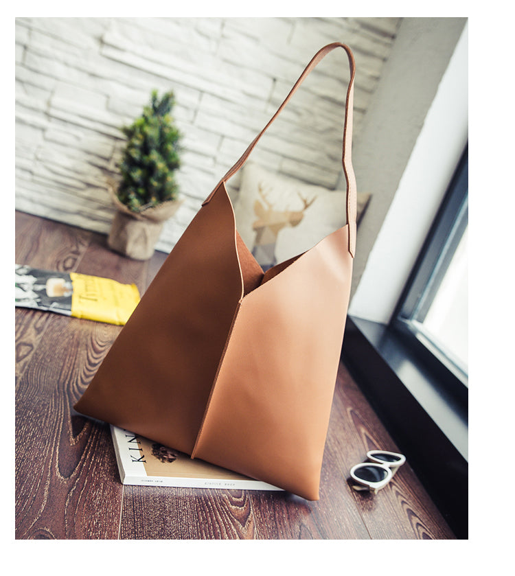 Soft PU Leather Crossbody Tote Bag | Minimalist Tote Bag