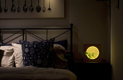 Lampe de table japonaise en bois pleine lune