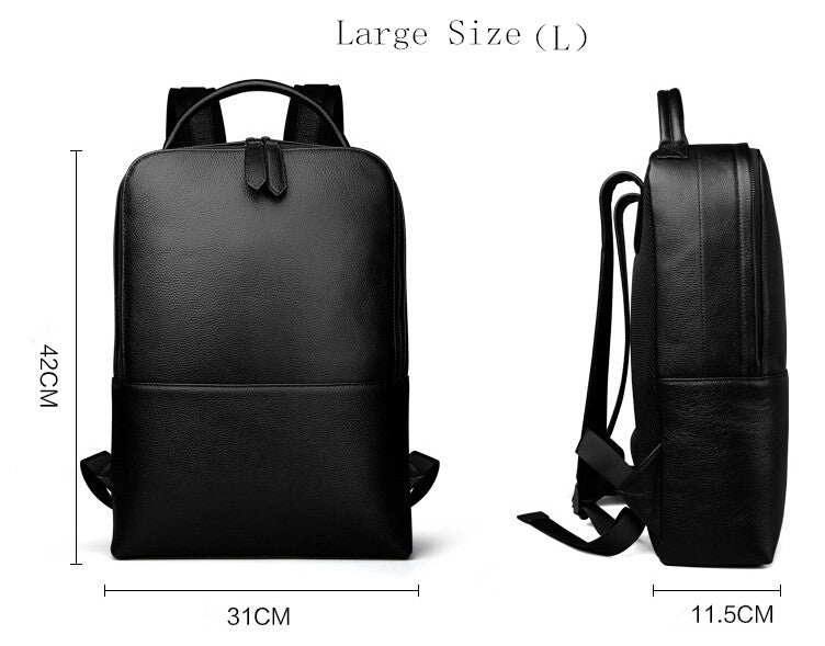 Black Minimal Leather Backpack