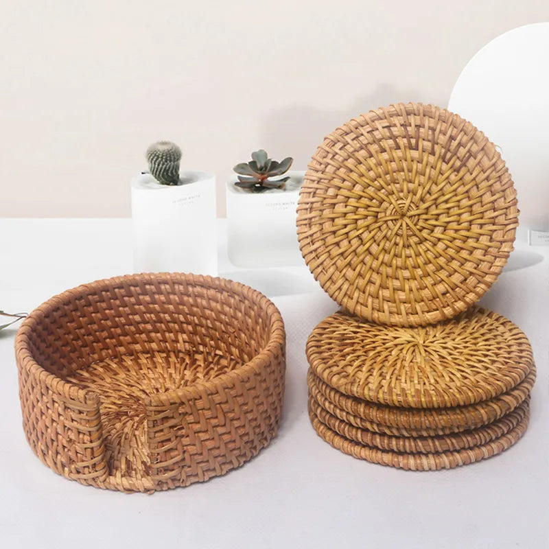 Rattan Coaster Set