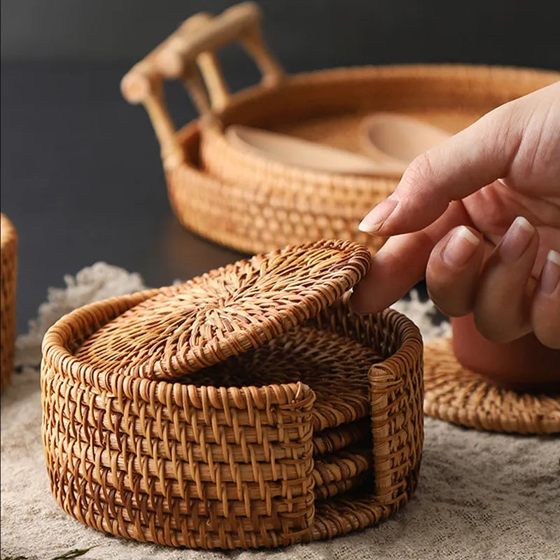 Rattan Coaster Set