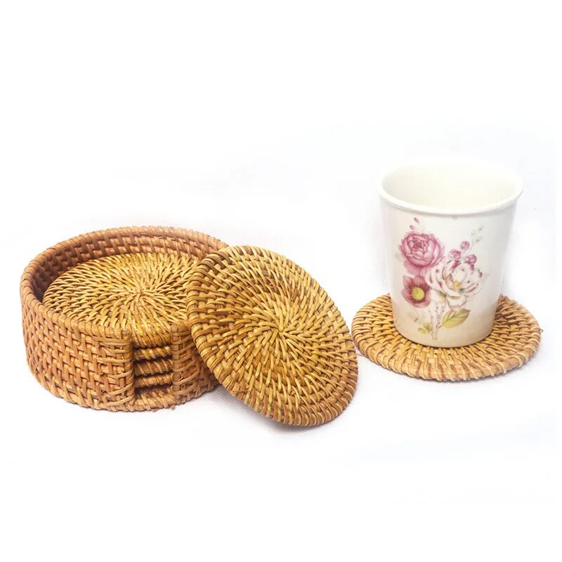 Rattan Coaster Set