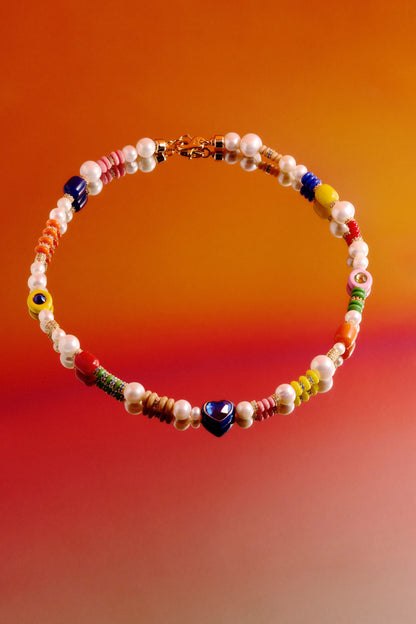 Crystal Enamel Heart Necklace