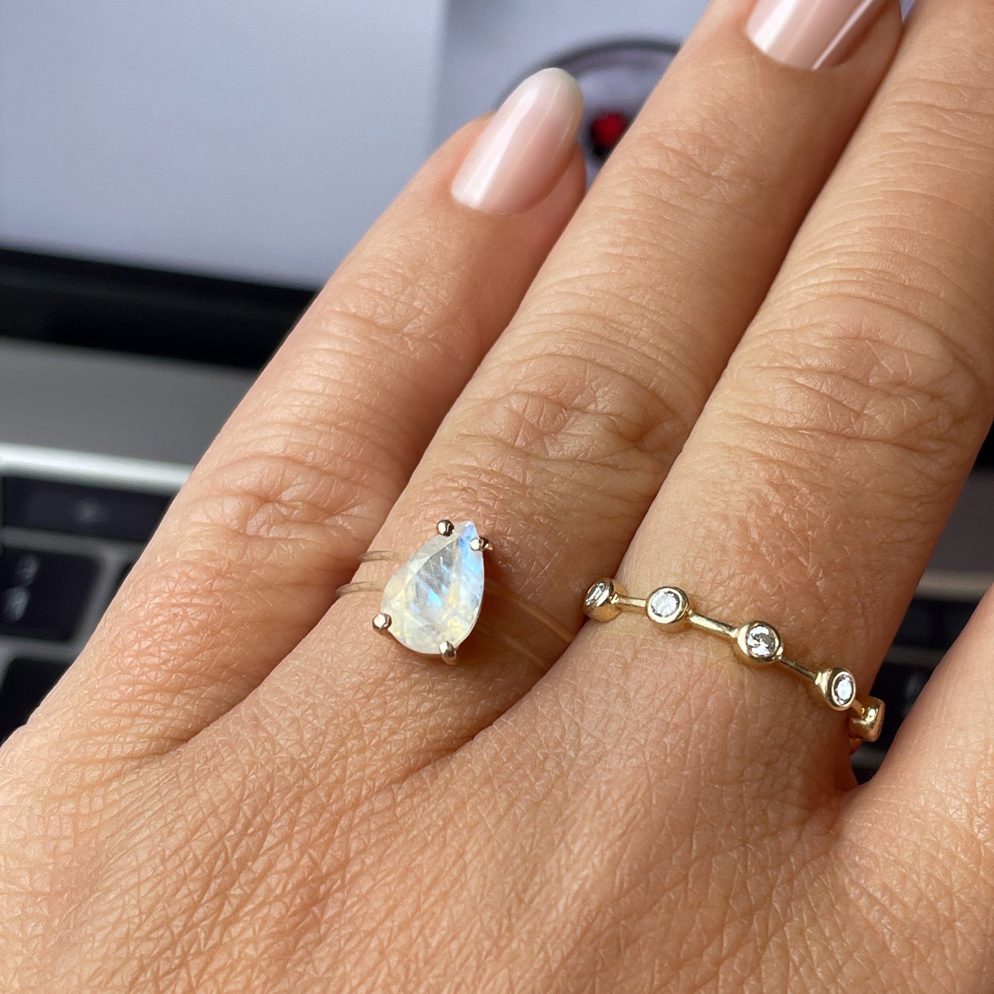 Moonstone Ring Floating Sway - June Birthstone
