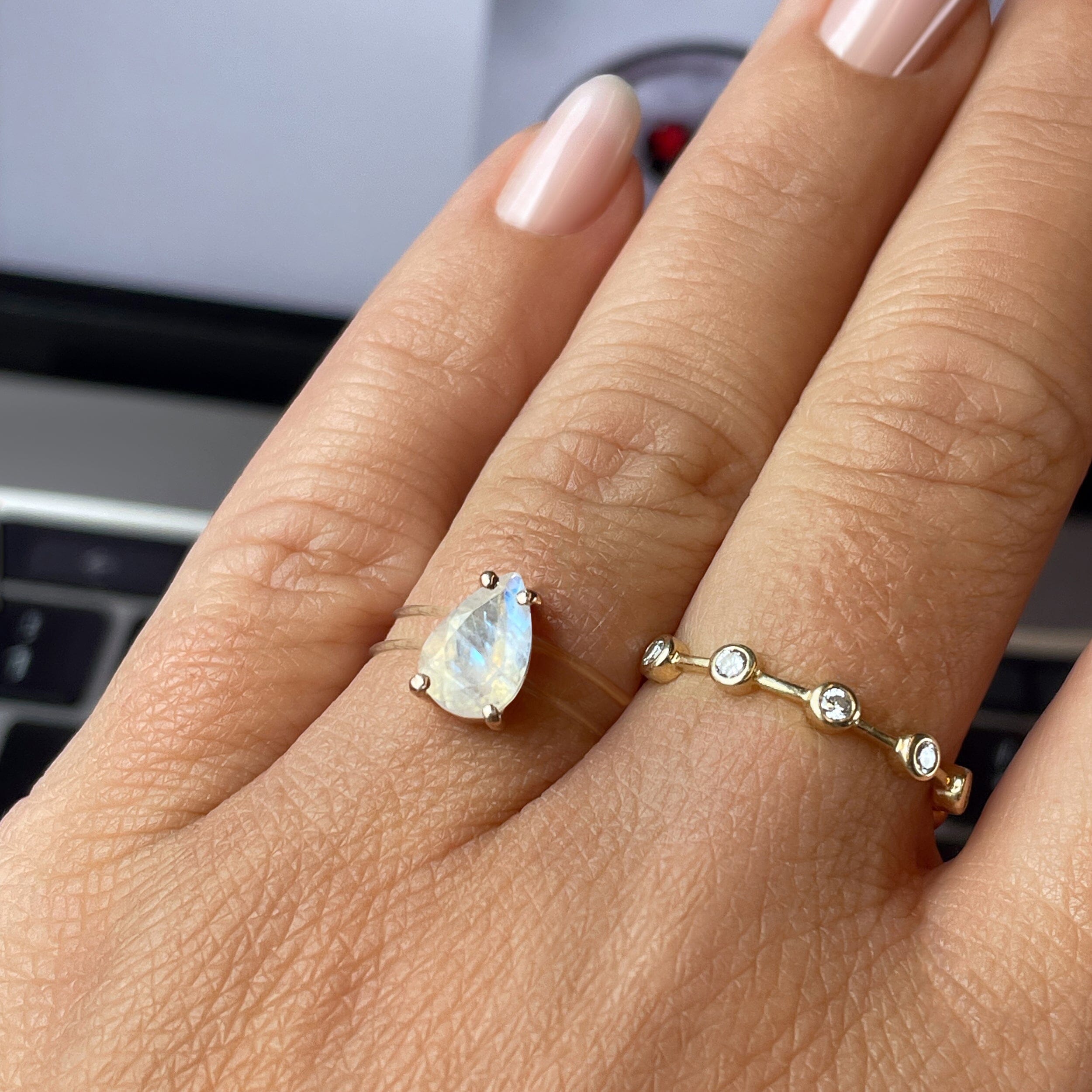 Moonstone Ring Floating Sway - June Birthstone