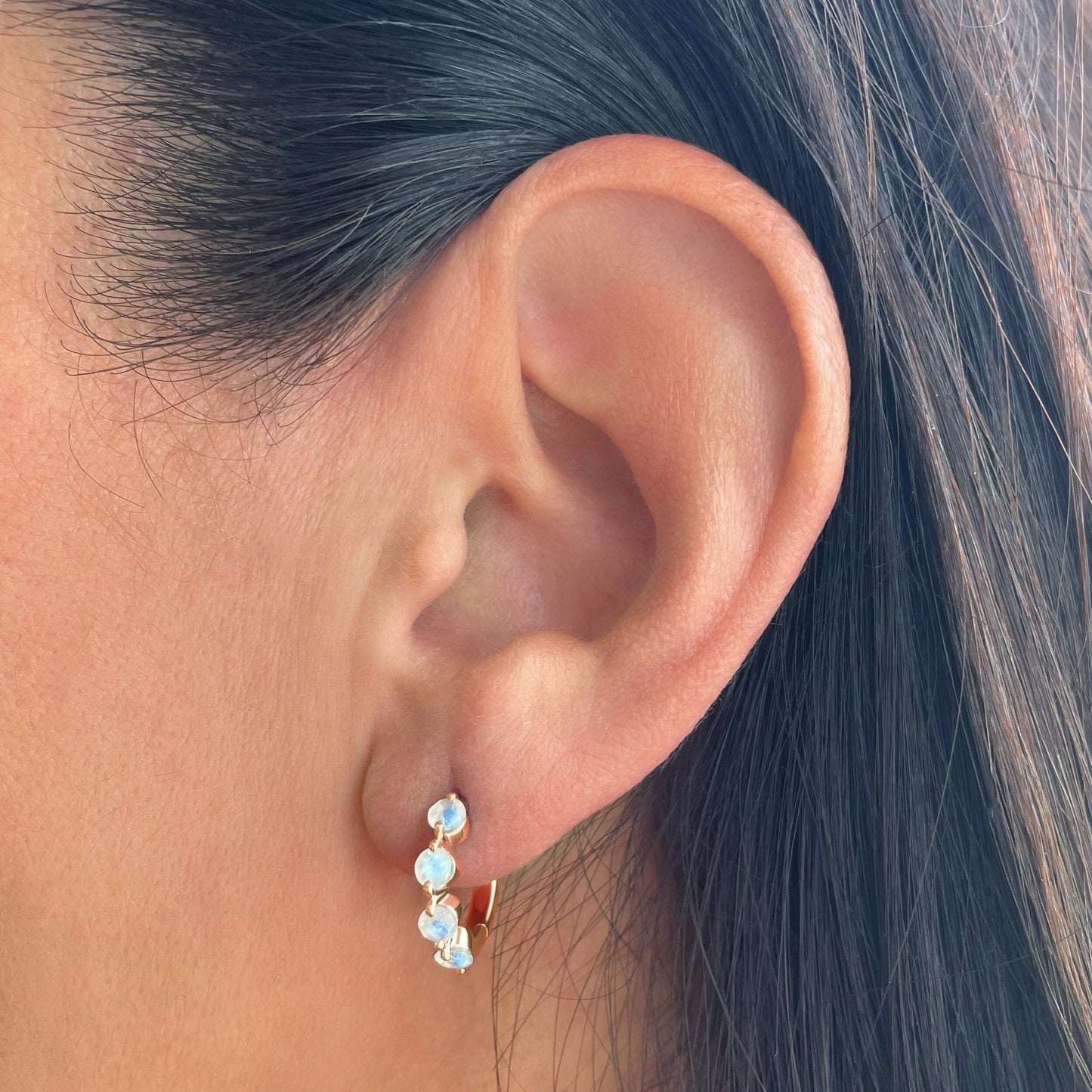 Boucles d'oreilles en pierre de lune - Créoles Equinox
