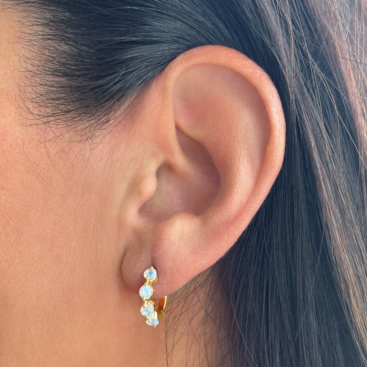 Boucles d'oreilles en pierre de lune - Créoles Equinox