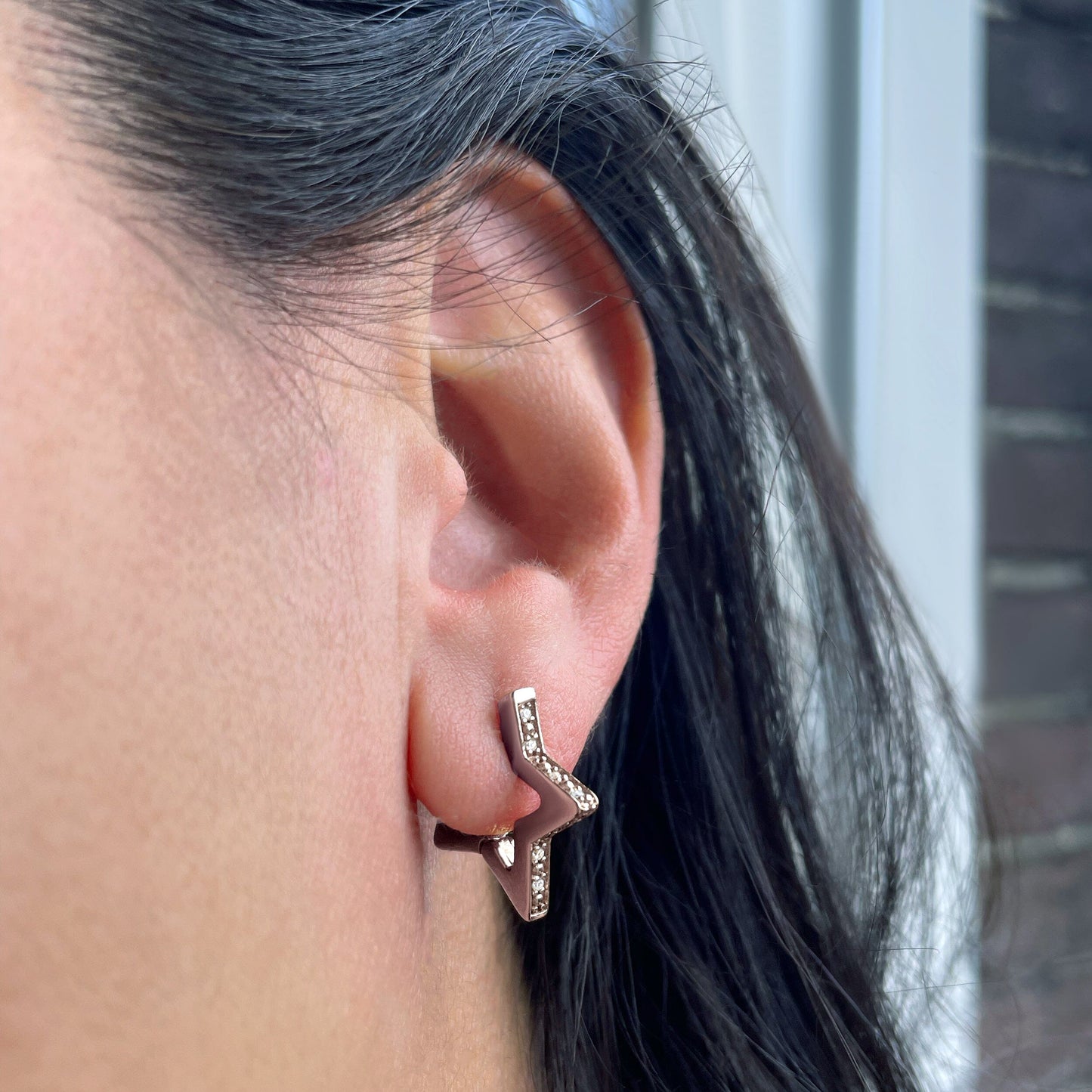 Boucles d'oreilles en zircon blanc - Créoles Galaxy
